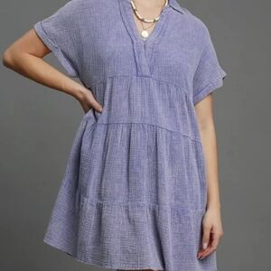 Casual Blue Tiered Dress